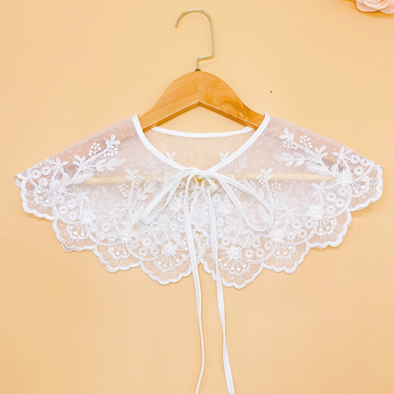 Khăn Choàng Lưới Thêu Hoa Phối Ren Gợn Sóng Thời Trang Nữ