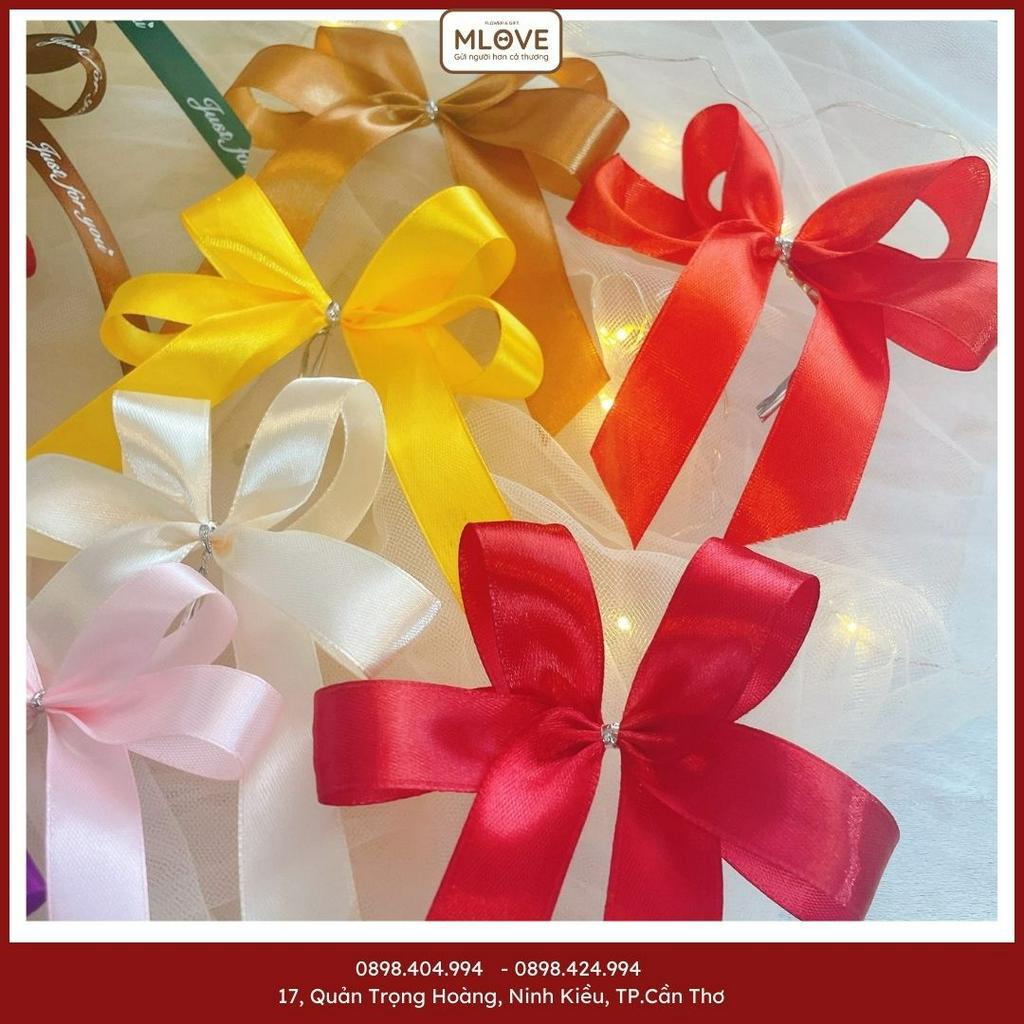 {Siêu rẻ} Nơ ruy băng thắt sẵn nhiều màu sắc - phụ kiện gói quà trang trí hộp quà giỏ quà lễ tết mlove