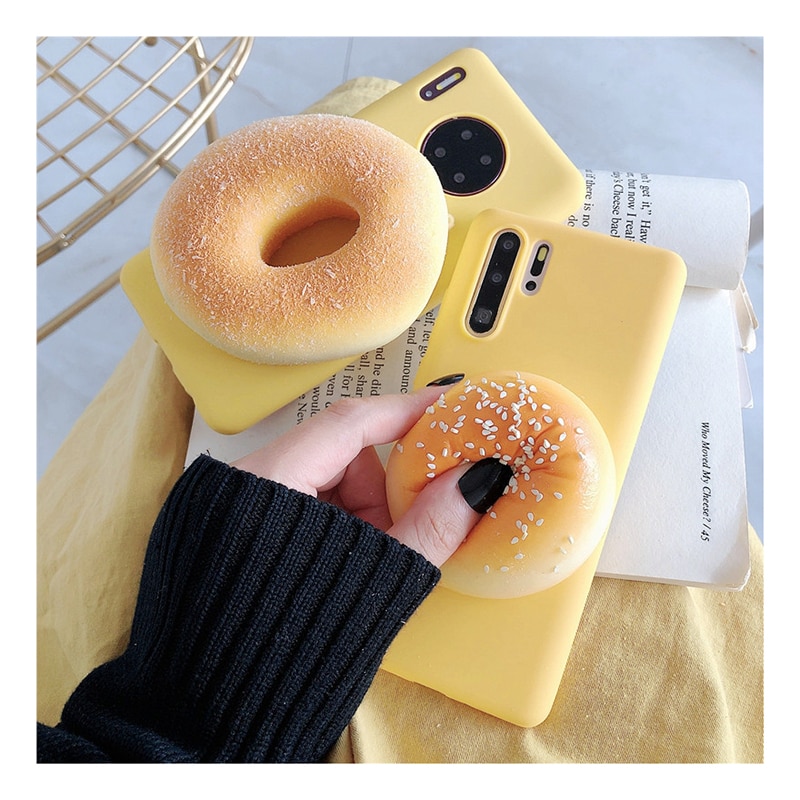 Ốp điện thoại gắn hình bánh mì 3D mềm xả stress cho Samsung note 10+ 9 8 S10E A11 M11 A31 A41 J2 J4 J5 J6+ J7Pr