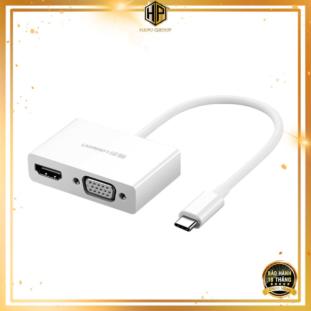 Cáp USB type C to HDMI và VGA Ugreen 30843 độ phân giải full HD cao cấp - Hapugroup