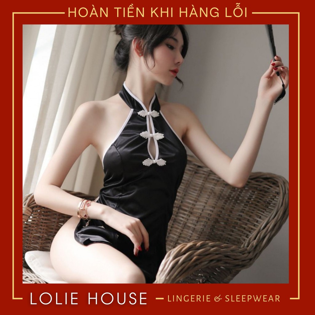 Cosplay Sườn Xám Nút Trắng Xẻ Tà Sexy - Set váy ngủ sexy cosplay sườn xám LOLIE HOUSE - CP16 | BigBuy360 - bigbuy360.vn