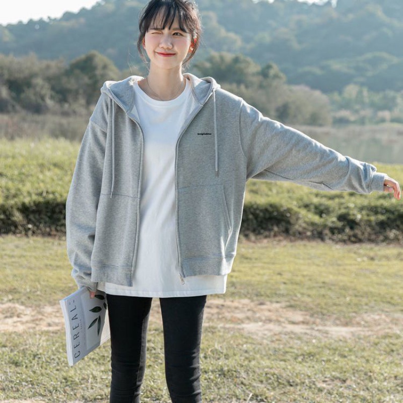 Áo Khoác Hoodie 65% Cotton Dáng Rộng Thêu Chữ Đơn Giản Thời Trang Xuân Thu Mới 2022