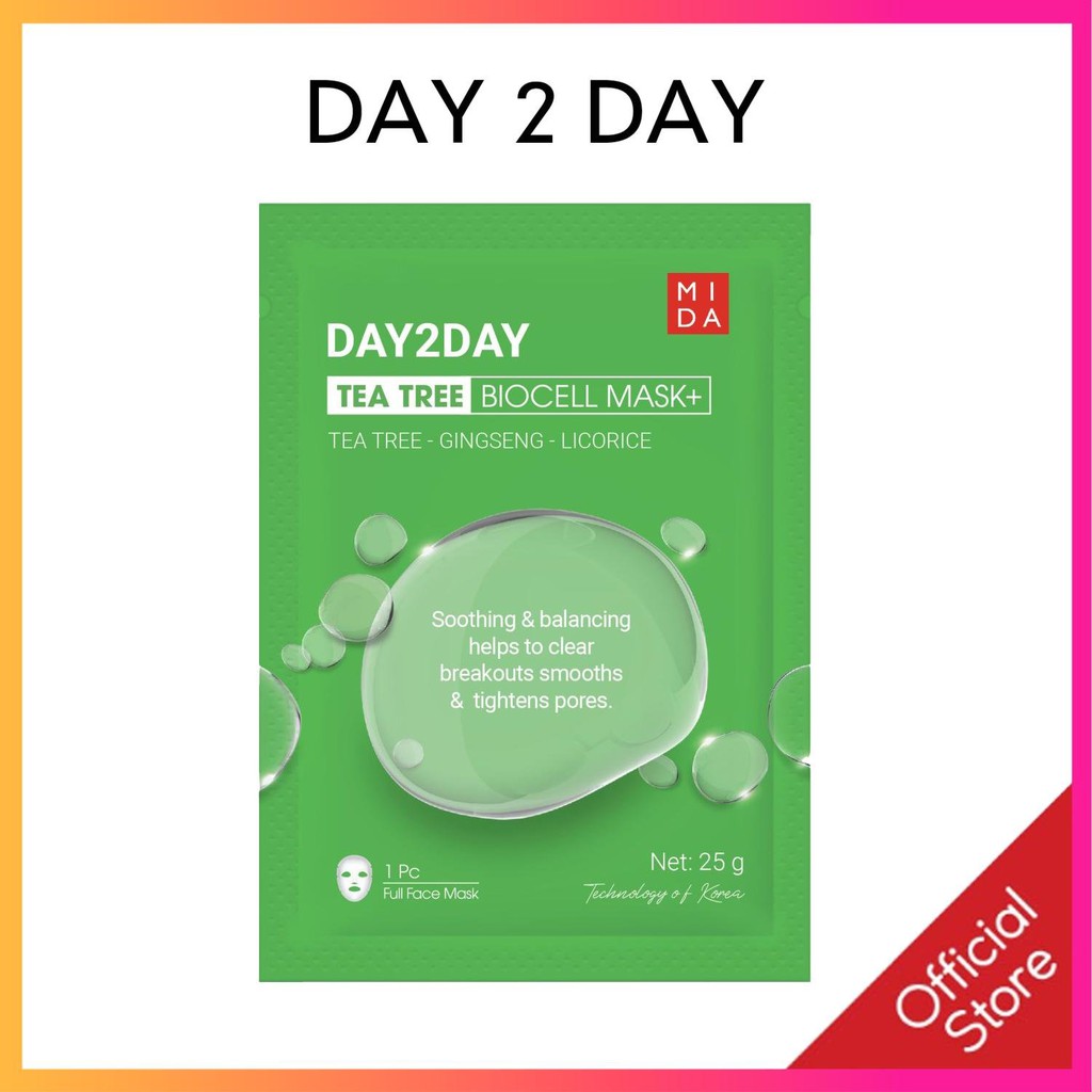 1 Miếng mặt nạ mụn Day2day hỗ trợ mờ thâm, dưỡng ẩm, dưỡng trắng da Day2Day Tea tree Jelly mask+ (mi