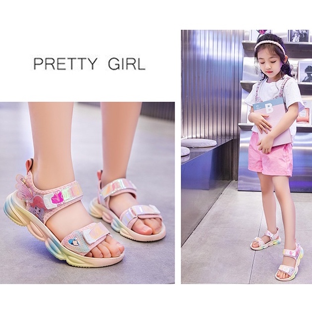 Xăng đan bé gái đế phối màu in hình công chúa dễ thương Dép quai hậu bé gái phong cách Hàn Quốc Dép cho bé gái ĐT103