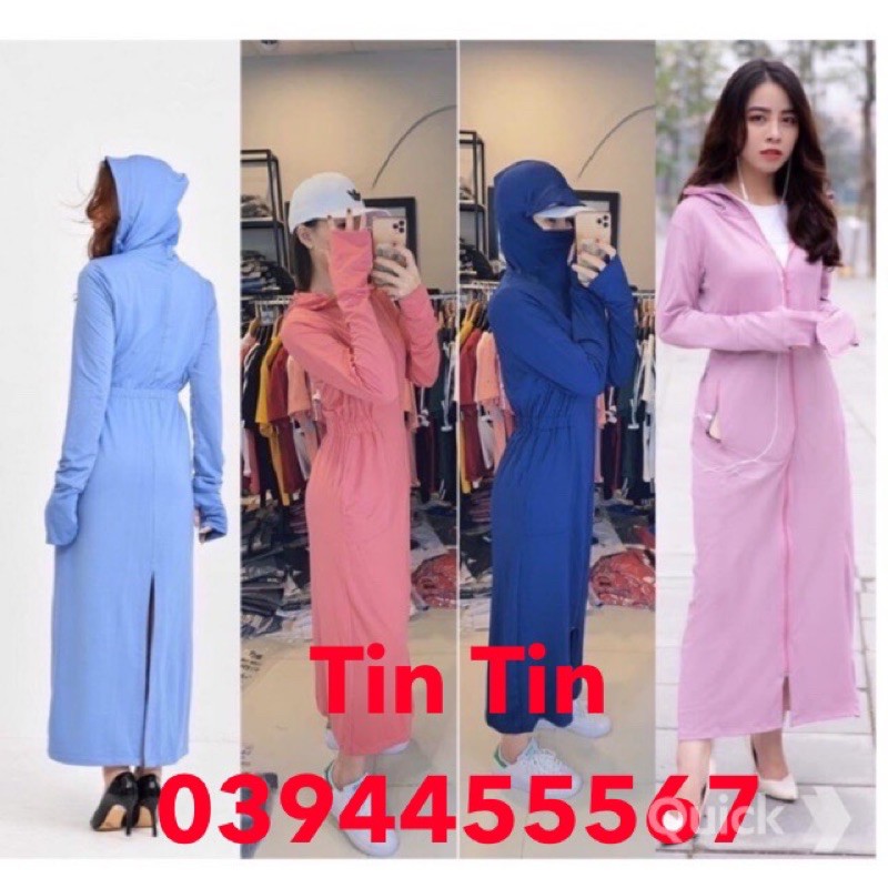 [FREESHIP] Váy chống nắng toàn thân chống tia UV dáng dài vải kim cương thông hơi