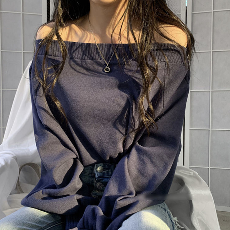 Áo Len Tay Dài Hở Vai Phong Cách Hàn Quốc 2020 Cho Nữ