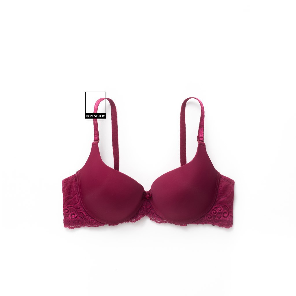 Áo lót mút vừa chất thun lạnh lưng ren màu trơn cúp xéo có gọng nâng ngực tự nhiên BOM SISTER A1309 | BigBuy360 - bigbuy360.vn