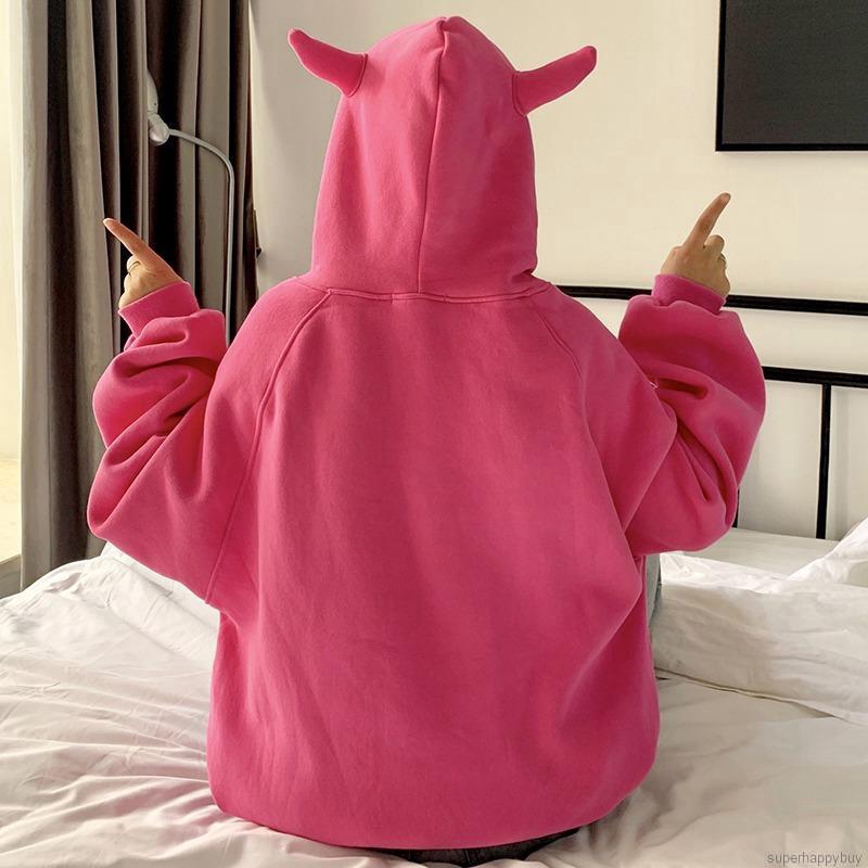 Áo Hoodie Dày Dáng Rộng Phong Cách Harajuku