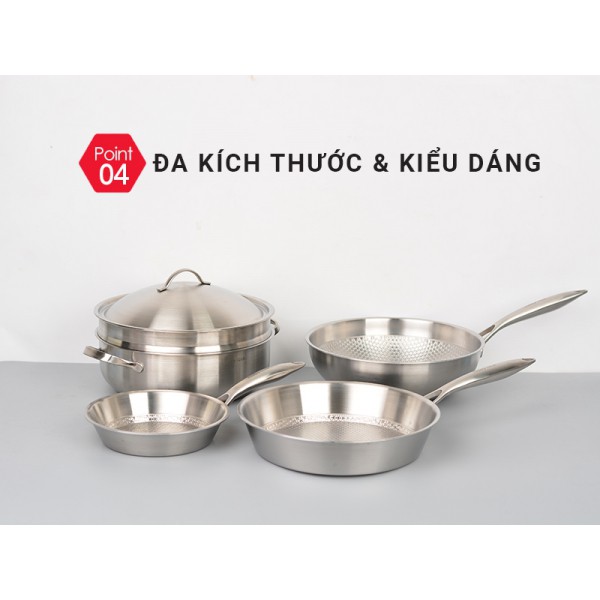 Bộ Nồi Chảo Inox 304 Bếp Từ HappyCook HC06VRX