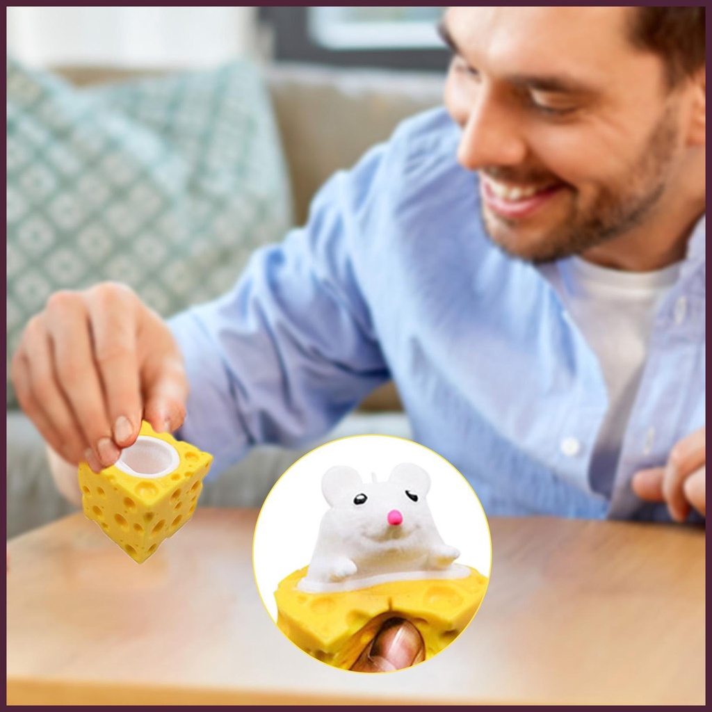 Đồ Chơi Bóp Mềm Mại Hình Chú Chuột Phô Mai Vui Nhộn Cho Bé Và Người Lớn