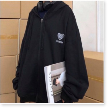 ÁO KHOÁC NỮ FOM RỘNG SIÊU TO KHỔNG LỒ THÊU TRÁI TIM