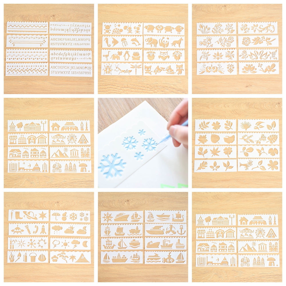 Bộ 8 Khuôn Dập Nổi Dùng Trang Trí Thiệp Sổ Tay DIY