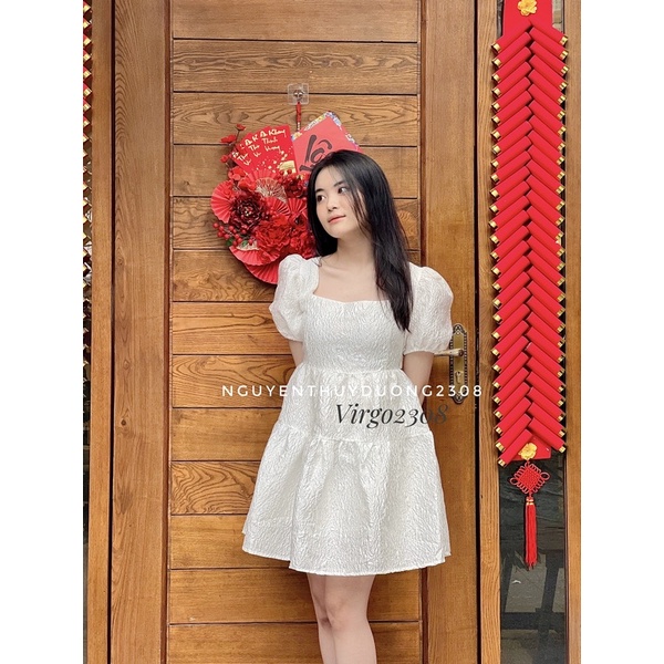 [New dress]VÁY GẤM HOA NỔI TAY BỔNG CỘT DÂY LƯNG SEXY/ĐẦM GẤM HOA NỔI “lovely dress” | BigBuy360 - bigbuy360.vn