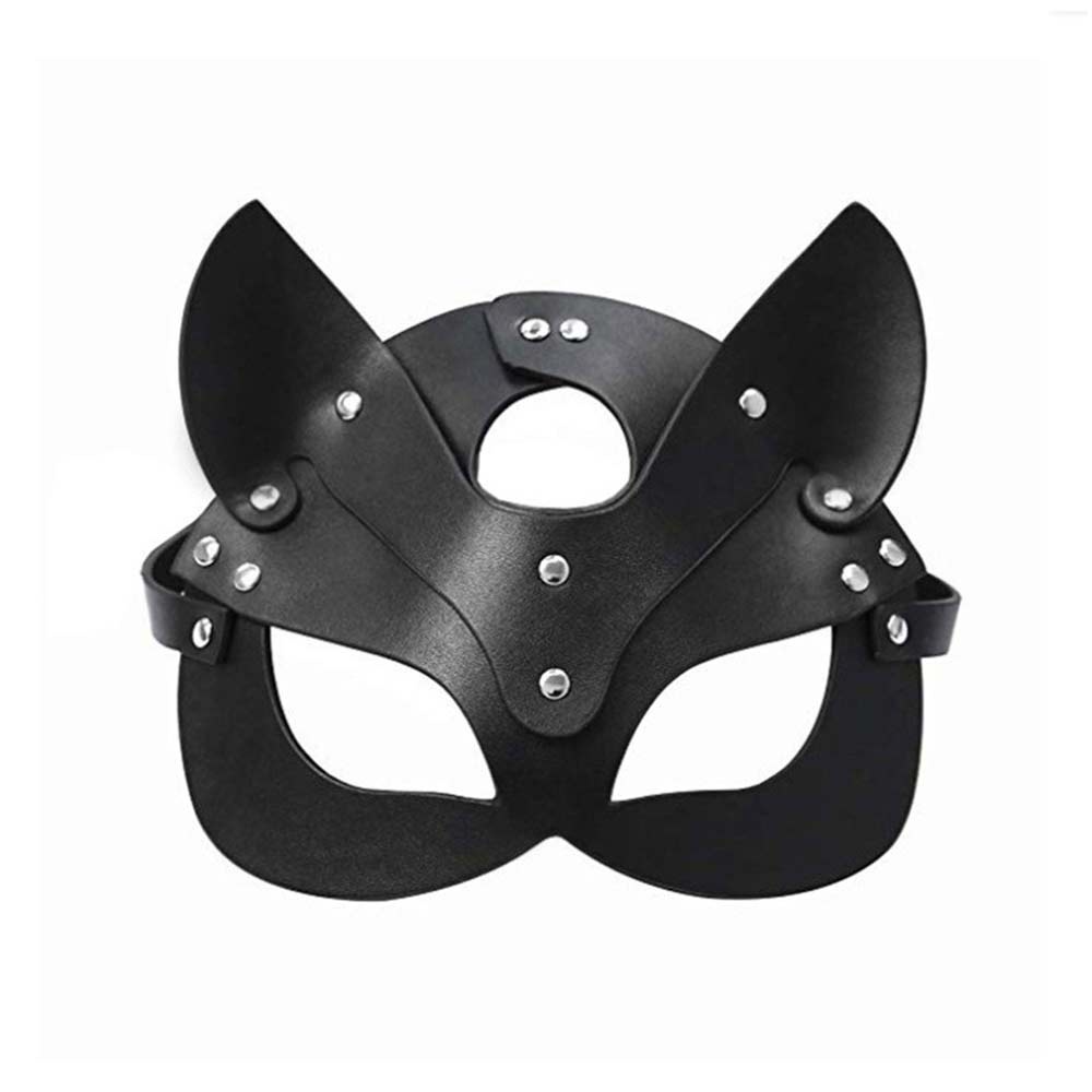 SINSEN Women Leather Cat Mask Sexy Half Face Eyemask Cosplay Costume Props Halloween Party Masquerade Mardi Gras Carnival Accessories