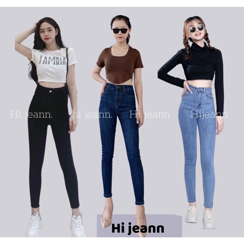 Quần jean nữ , quần jeans lưng cao dáng ôm skinny, chất vải co giãn có màu Xanh nhạt /Xanh đậm /Đen .