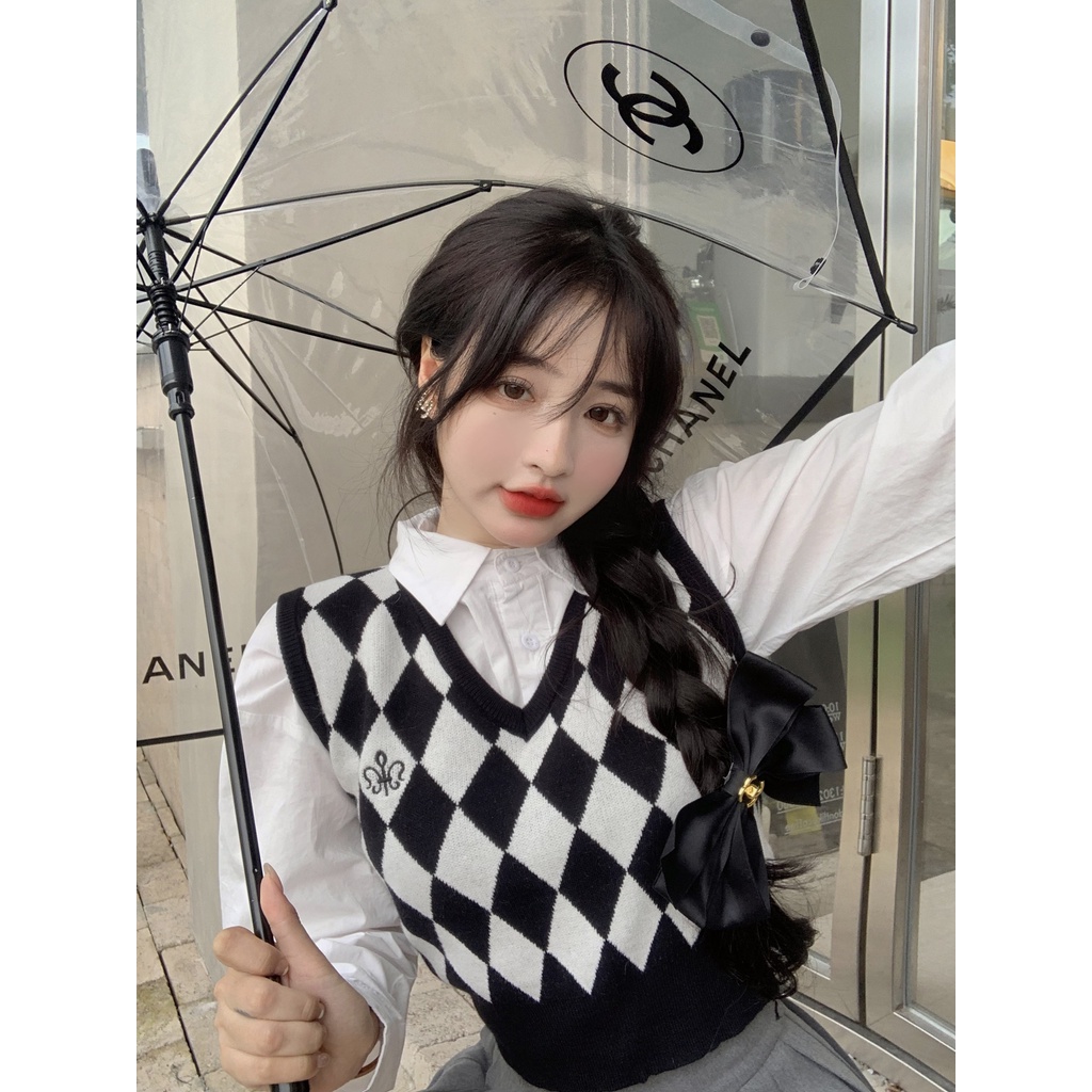 Áo Dệt Kim Không Tay Dáng Ngắn Phong Cách Hàn Quốc Thời Trang Cho Nữ