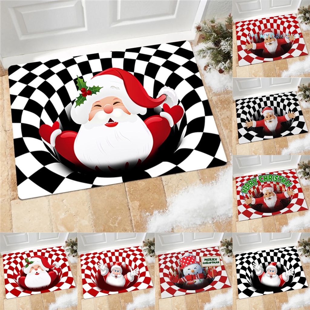 Thảm Polyester Thấm Hút Tốt Chống Mài Mòn In Họa Tiết Giáng Sinh Trang Trí Nhà Cửa