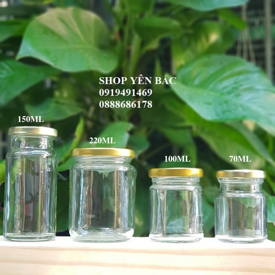 COMBO 12 HŨ THỦY TINH ĐỰNG YẾN SÀO CAO CẤP 70ML/100ML/150ML/220ML