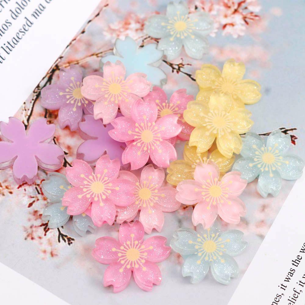 Set 20 Hoa Anh Đào Bằng Nhựa Resin Trang Trí Điện Thoại / Sổ Tay DIY