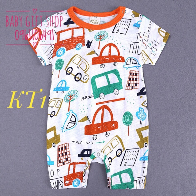 Body sơ sinh cotton Kids Tales cộc tay mùa hè bé trai / bé gái xuất Âu Mỹ