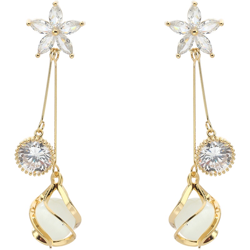[Jiudolan] Khuyên Tai Hoa Zircon Hàn Quốc Thanh Lịch Tinh Tế Cho Nữ