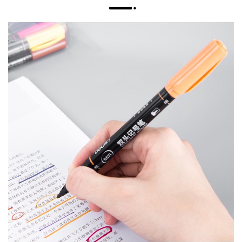 (Lẻ 1 bút) Bút marker 2 đầu DELI S571, set 12 bút nhiều màu viết trên mọi chất liệu Bukavn