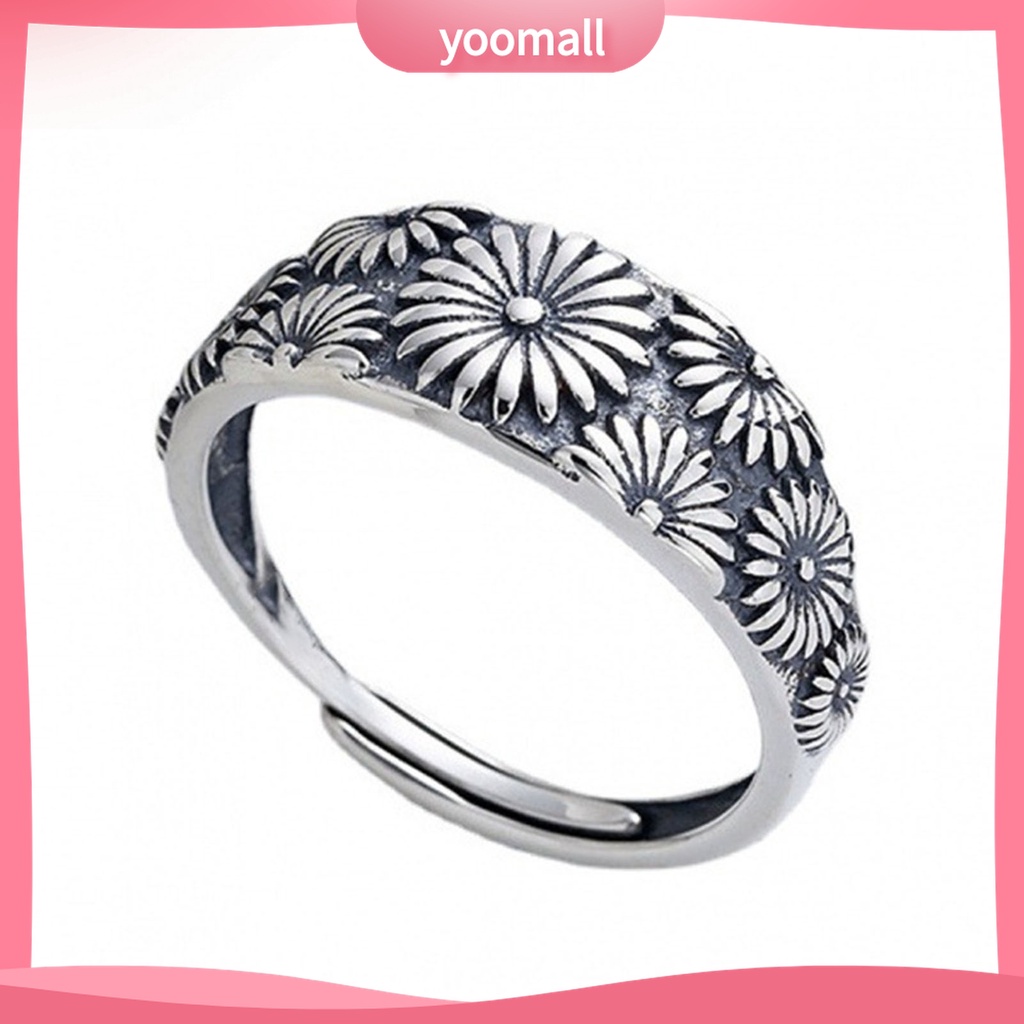 Yomall♡ Nhẫn Cưới Đính Hoa Cúc Có Thể Điều Chỉnh Kích Cỡ