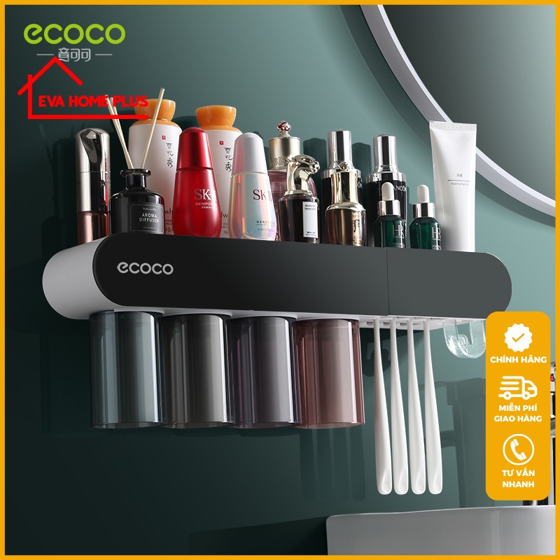Kệ nhả kem đánh răng tự động CAO CẤP hộp đựng bàn chải đánh răng ECOCO kệ để đồ phòng tắm đồ gia dụng thông minh