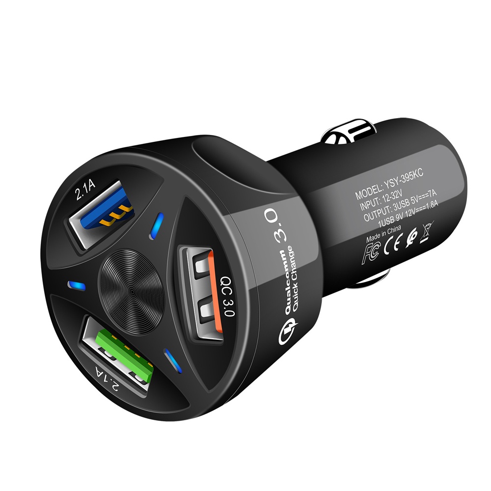 Tẩu Sạc Nhanh QC 3.0 3A 3 Cổng USB Cho Xe Hơi / Xe Máy