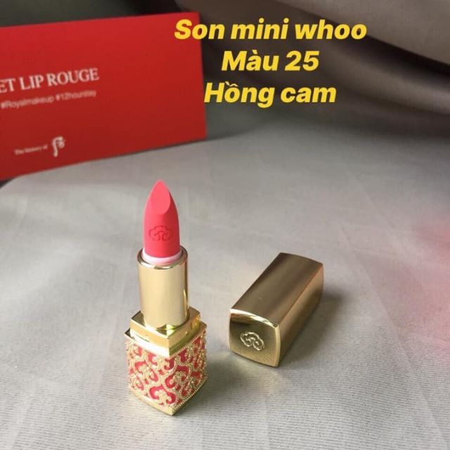 Son Whoo mini màu hồng cam số 25 tách sét