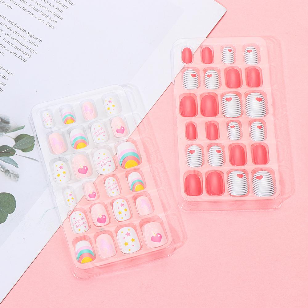 Móng Tay Giả Dạng Nhấn Che Phủ Toàn Diện Màu Kẹo Ngọt Dành Cho Trẻ Em