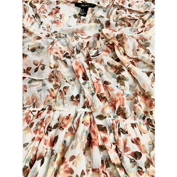 Váy Đầm Voan Hoa Nhí Hai Lớp Nhún Eo Cổ Bèo Thắt Nơ Tay Cánh Tiên F21 Hàng Xuất Xịn Cao Cấp Rủ Mát Ullzang Dễ Thương V2