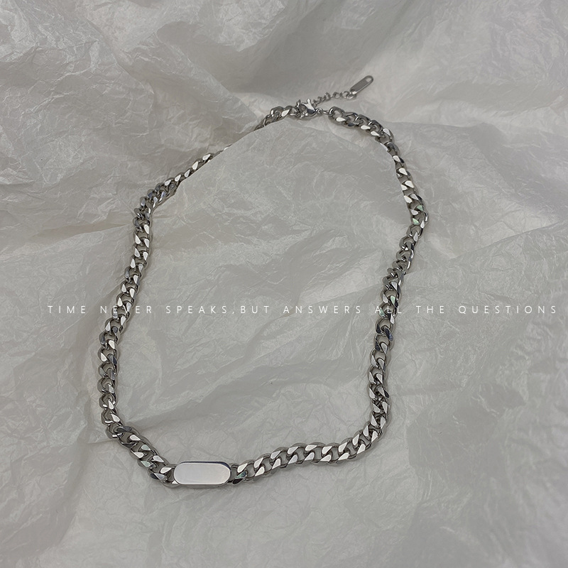 Dây chuyền choker/ Vòng đeo tay bằng thép không gỉ không phai màu chống dị ứng phong cách hip hop Hàn Quốc cho unisex