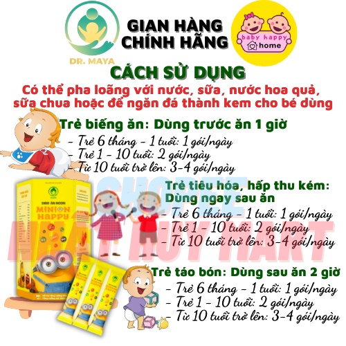 Siro ăn ngon minion happy cho bé biếng ăn tăng chiều cao thông minh tăng đề kháng