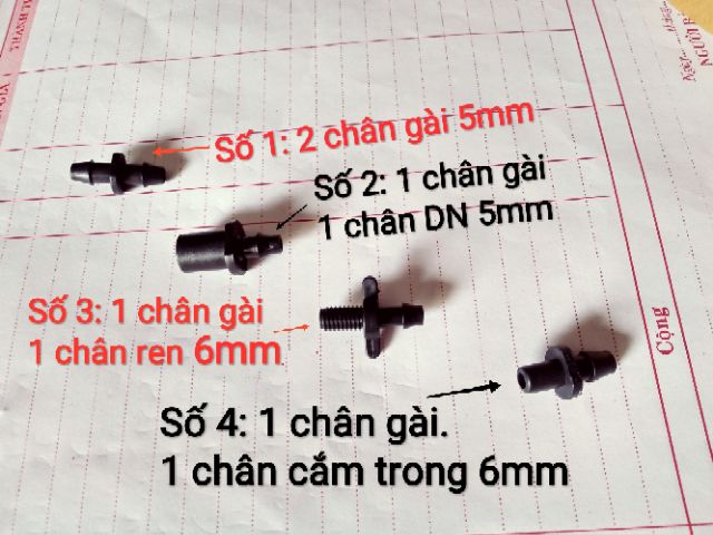 10 chiếc khởi thủy 6 ly cắm ống PE, PVC , chân cắm béc, phụ kiện ống mini 5/7 Aquamate Đài Loan chất lượng cao