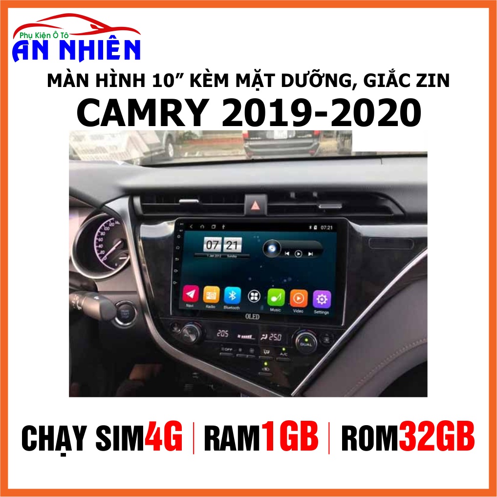 Màn Hình Android 10 inch Cho Xe CAMRY 2019-2021 - Đầu DVD  Android Kèm Mặt Dưỡng Giắc Zin Canbus Cho Toyota Camry