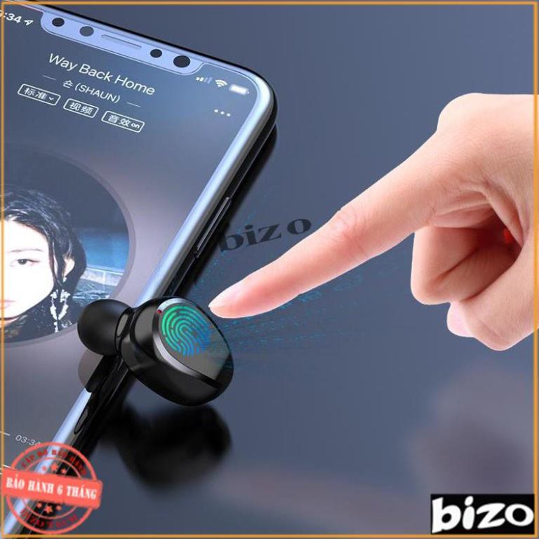 [CAO CẤP] Tai nghe bluetooth nhét tai, tai nghe không dây tích hợp cảm biến vân tay, giá đỡ, sạc pin điện thoại