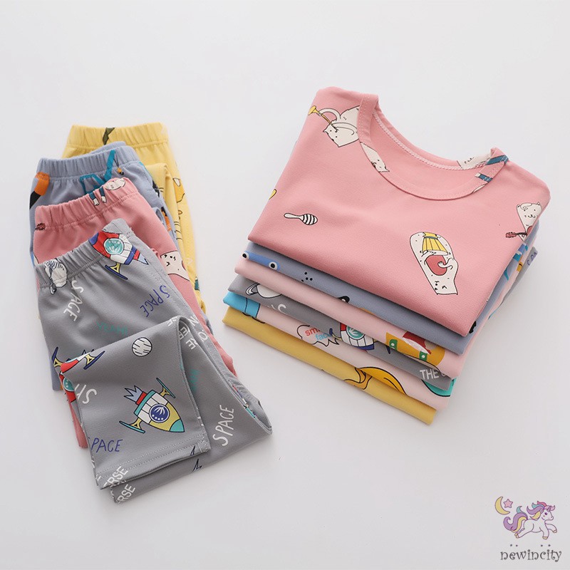 Bộ Pijama Cotton In Họa Tiết Hoạt Hình Dễ Thương Cho Bé