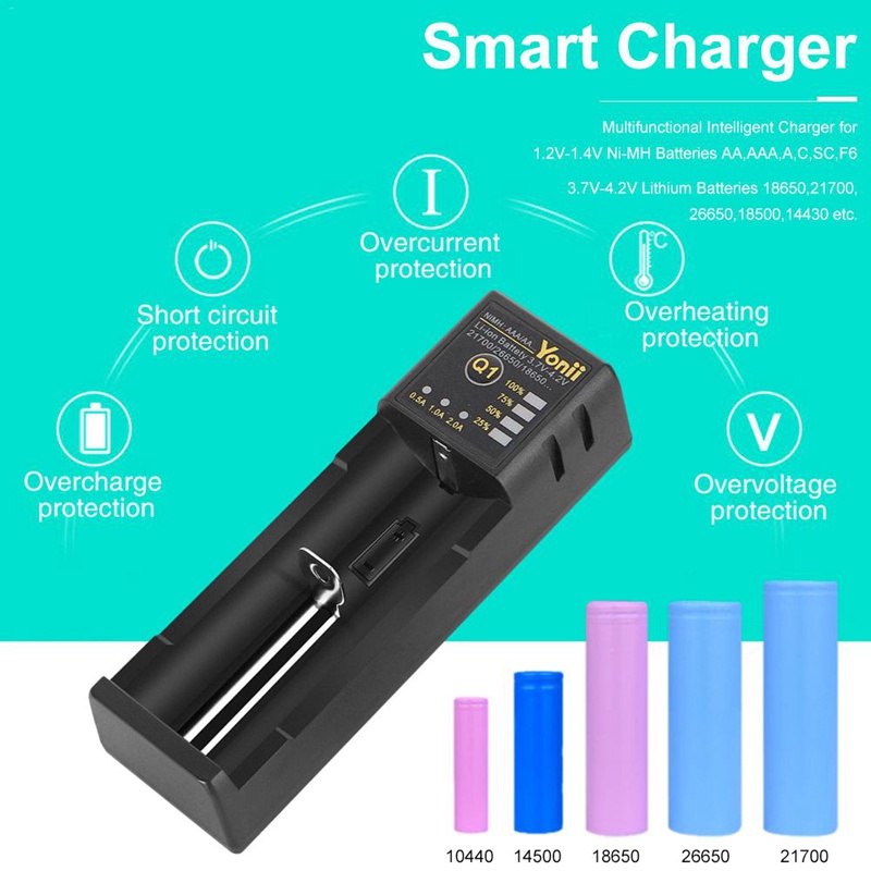 Bộ sạc pin 18650 26650 Usb Bộ sạc pin Lithium một khe cắm