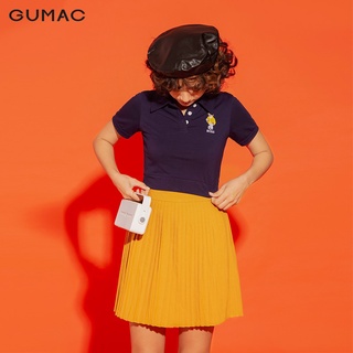 Chân Váy xòe nữ thiết kế dập ly dáng ngắn GUMAC màu đen cá tính VA1233
