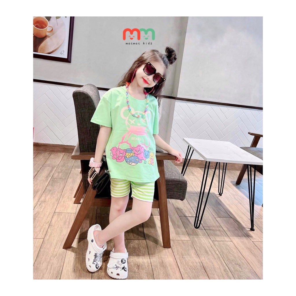 Đồ bộ bé gái dễ thương size đại áo thun phối quần legging ngố thun cotton cao cấp mềm mát cho bé 9kg đến 42kg