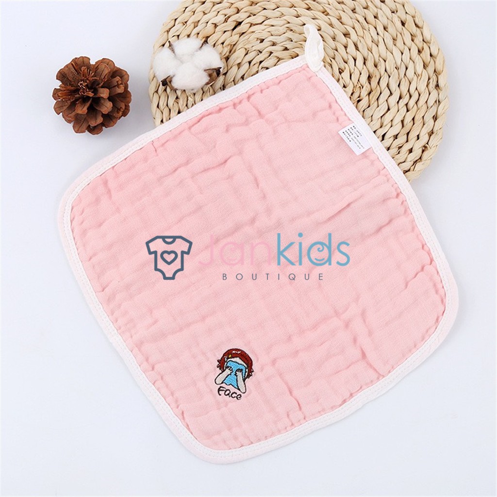 Set 5 Khăn xô sữa 6 lớp cho bé siêu thấm hút thêu họa tiết hoạt hình đáng yêu