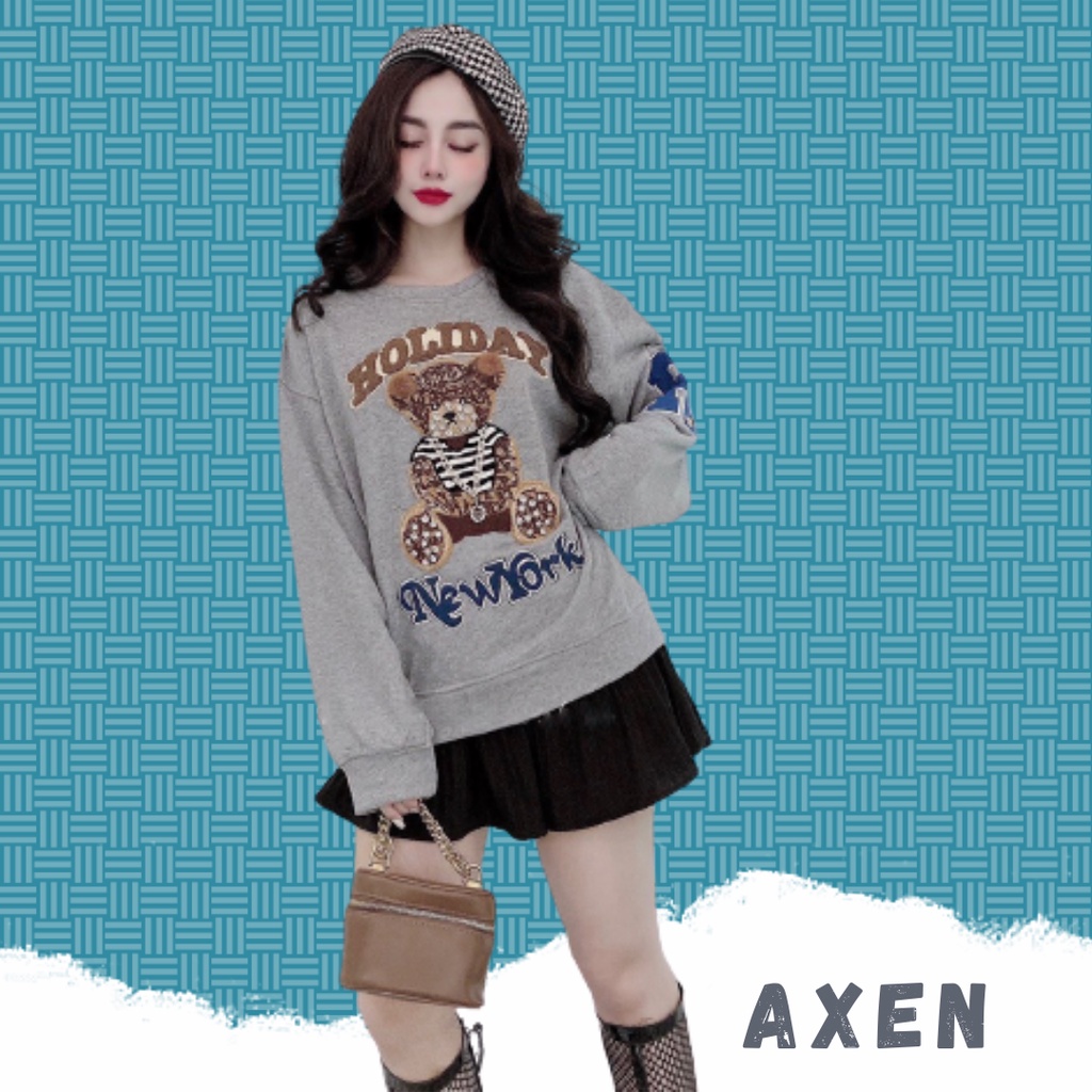 Áo sweater tay phồng, chất áo nỉ dày dặn Holliday Bear (A11) | BigBuy360 - bigbuy360.vn