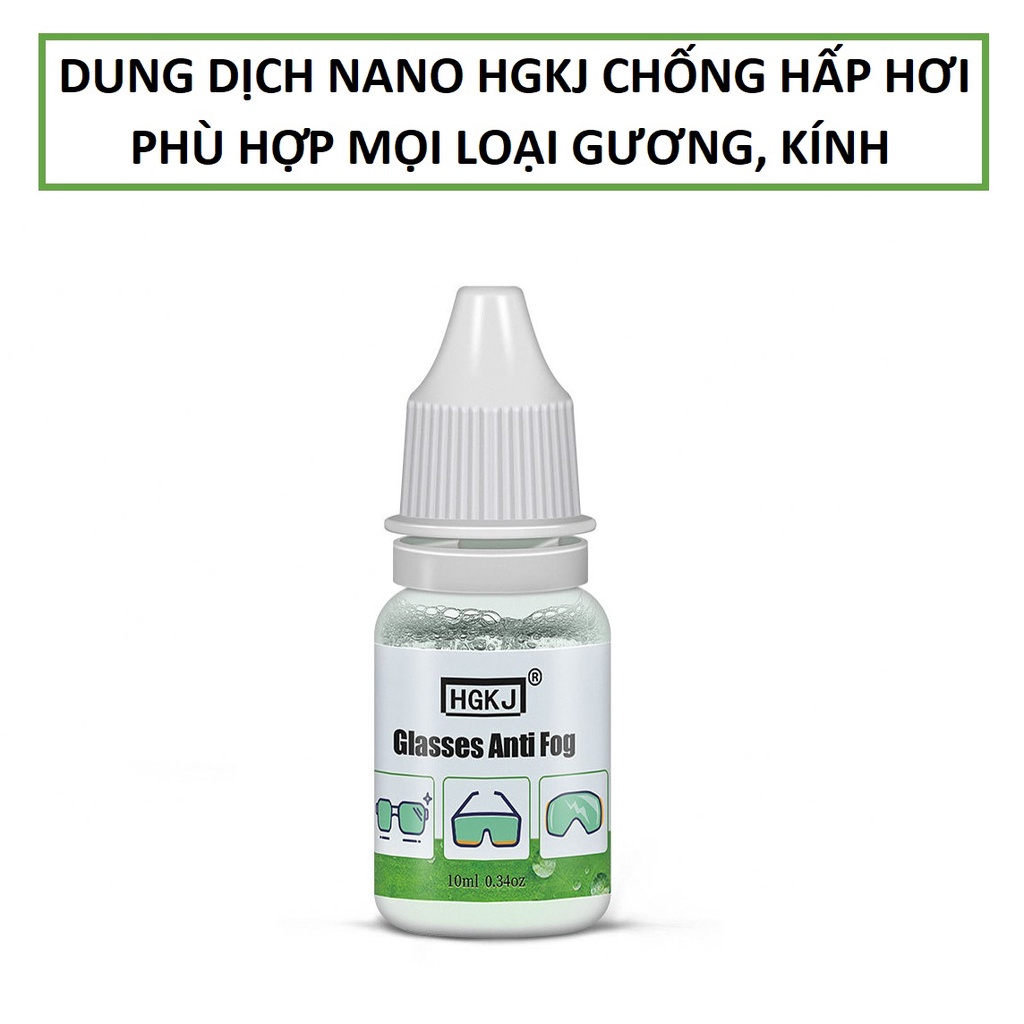Dung dịch Nano HGKJ chống hấp hơi, sương mù đa năng đủ size tiện lợi phù hợp mọi loại gương, kính - Tặng kèm khăn lau