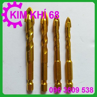 Bộ 4 mũi khoan kính, thủy tinh, gạch men, gạch đá hoa chuôi lục giác -