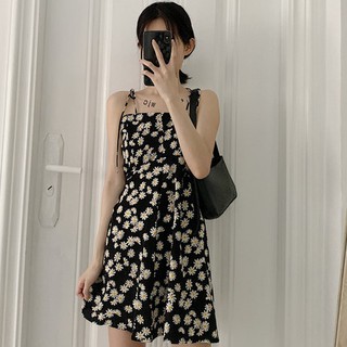 Váy hai dây hoa cúc dáng ngắn + dáng dài Ulzzang 2020