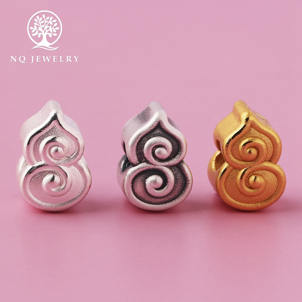 Charm bạc xỏ ngang hình trái bầu - NQ Jewelry