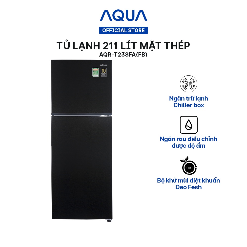 Freeship Toàn Quốc - Tủ lạnh ngăn đông trên Aqua 211 Lít AQR-T238FA