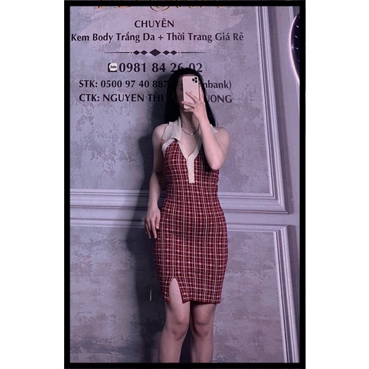 Đầm cổ yếm qc