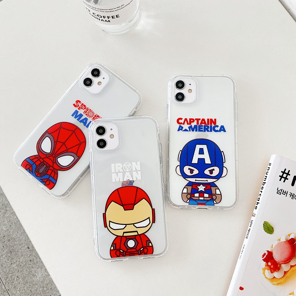 Apple Ốp Điện Thoại Tpu Silicon Trong Suốt Hình Marvel Spiderman Captain America Iron Man Cho Iphone11X6 6plus 7 7plus 8 8plus 11pro Xr Xsmax